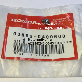Винт 4Х6 Honda GL1500SE GOLD WING оригинал (арт. 938920400600), аналог 938920400610, 93892-0400610, SCREW-WASHER, 4X6, Honda