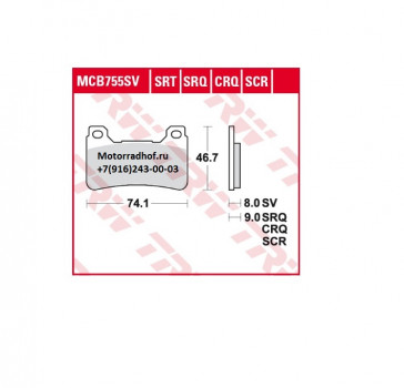 Lucas TRW колодки тормозные передние (комплект на один суппорт) оригинал (арт. MCB755SRQ), аналог 06455MELD23, 06455-MEL-D23 (ТРЕК!!)